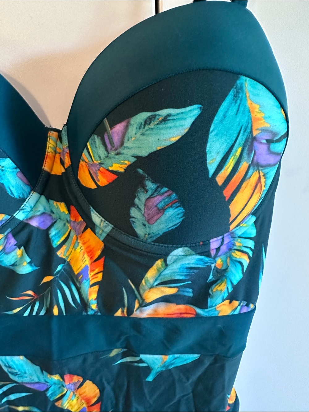 Cupshe Teal Tropical Leaf One-Piece Swimsuit - Picture 4 of 4